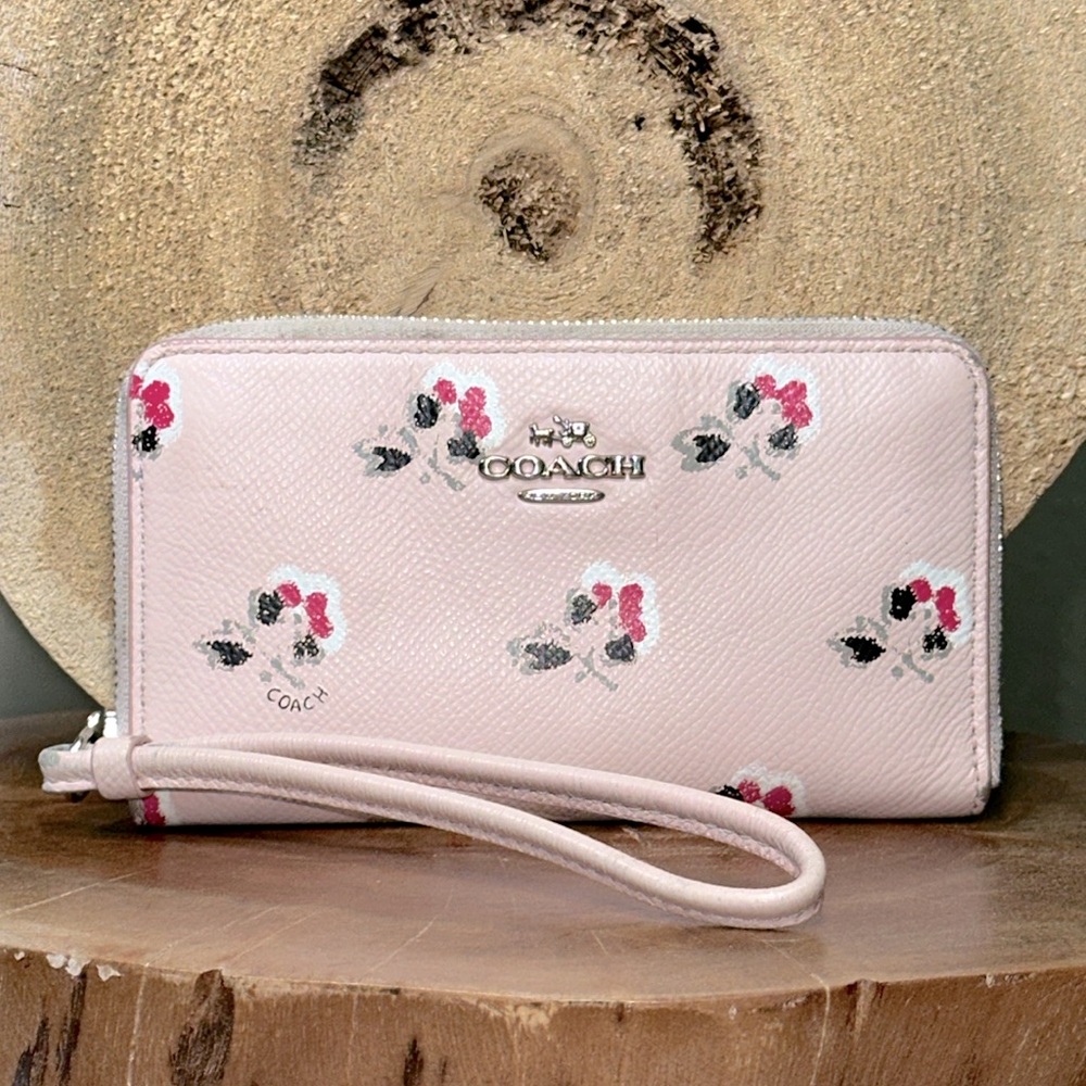COACH Floral Crossgrain Wallet/Wristlet - Picture 1 of 14